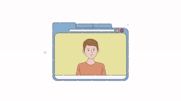ウェブページの男性とのデジタルワークアニメーション — ストック動画