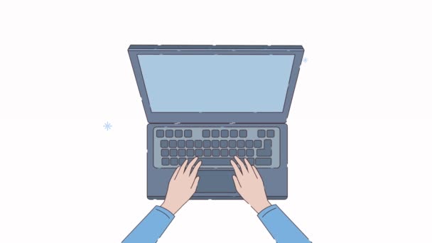 Mãos usando animação dispositivo laptop — Vídeo de Stock