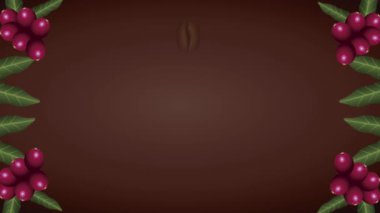 Tahıl ve yaprak çerçeveli kahve içeceği animasyonu