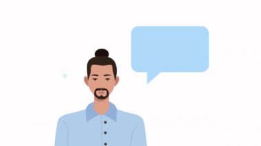 Genç işadamı ile konuşma balonu