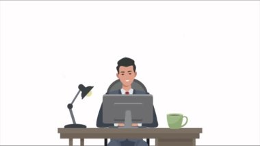 Web siteleri ile masaüstünde çalışan işadamı