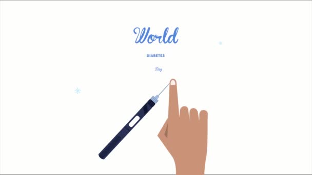 Wereld diabetes dag belettering met glucose test — Stockvideo