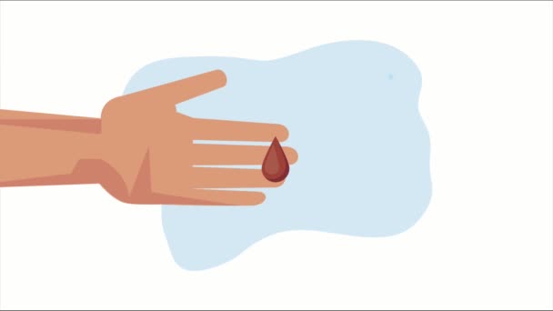Ręka z kroplą krwi animacji — Wideo stockowe