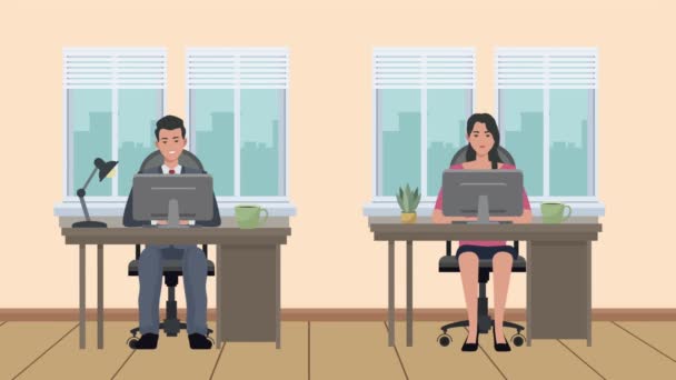 Hommes d'affaires couple travaillant dans le bureau — Video