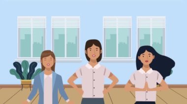 İş kadınları grubu koridorda.