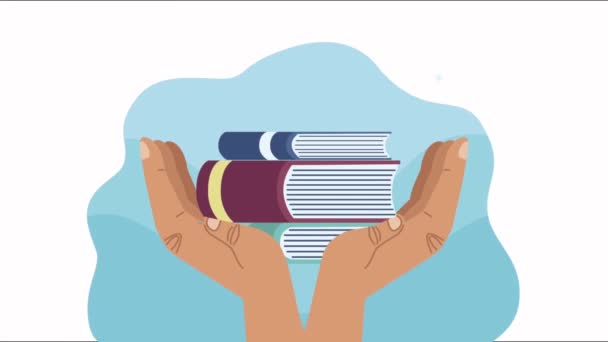 Eller metin kitaplarını kaldırıyor animasyon — Stok video
