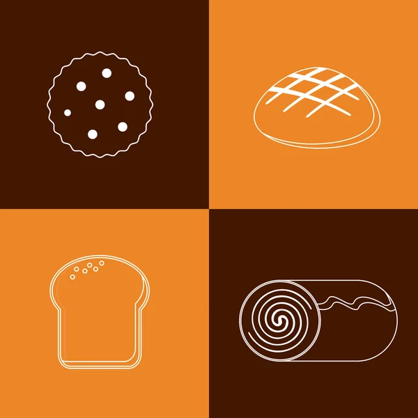 Conception d'icônes de boulangerie — Image vectorielle