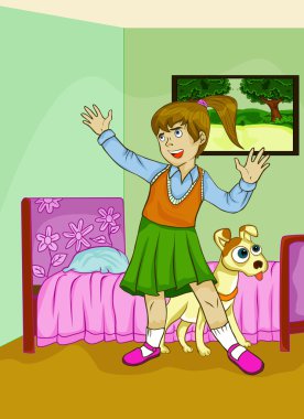 Yatak odasında şarkı söyleyen kız