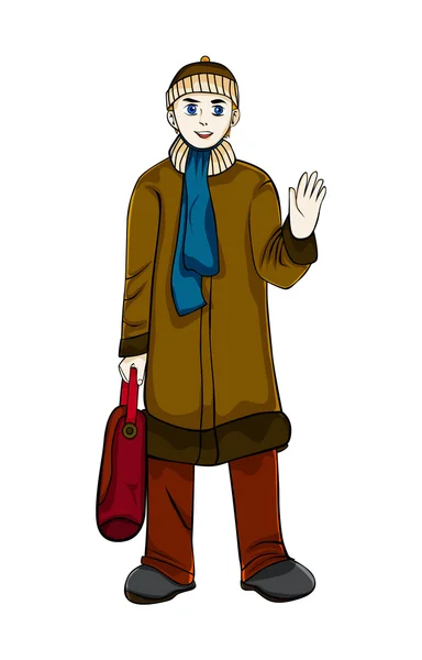 Ragazzo che indossa cappotto invernale — Vettoriale Stock