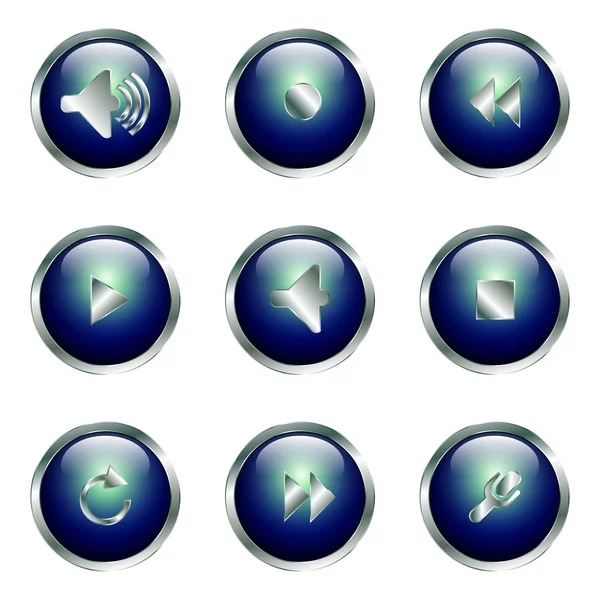 Set di pulsanti multimediali per il design — Vettoriale Stock
