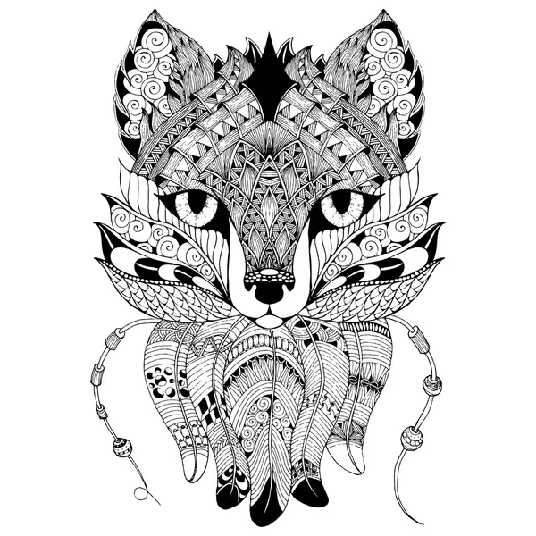 Renard noir et blanc — Image vectorielle