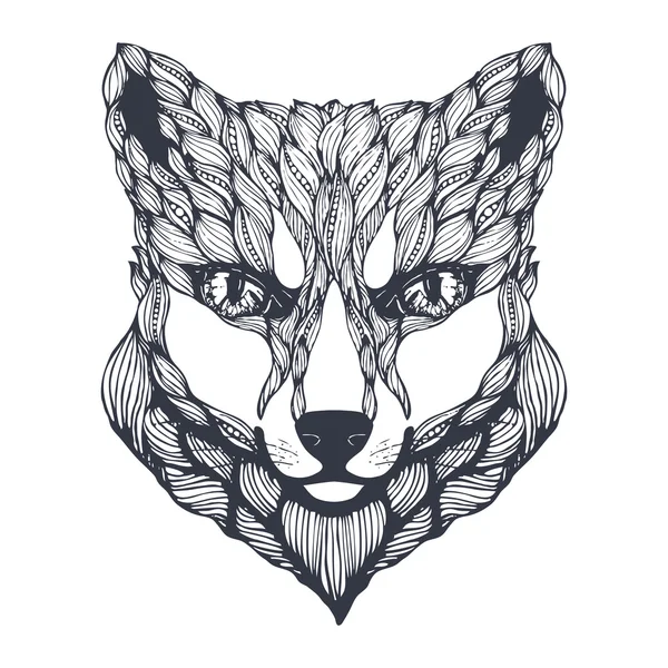 Zwart-wit fox — Stockvector