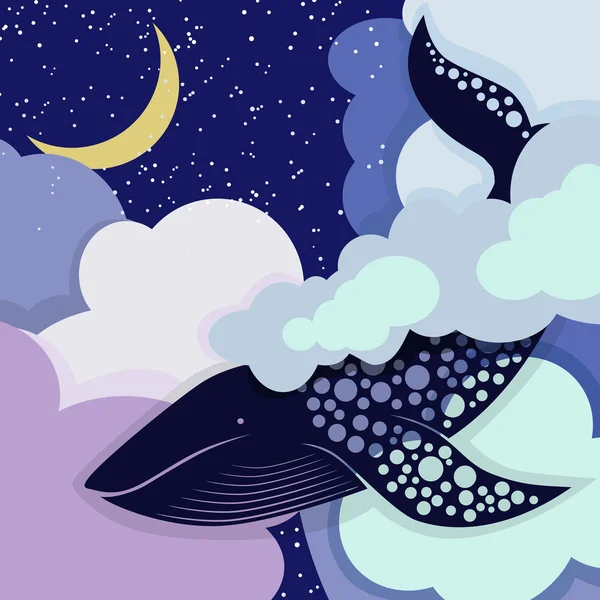 天空蓝鲸鱼 — 图库矢量图片