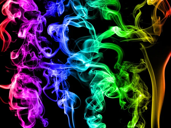 Fumo astratto colorato su sfondo nero — Foto Stock