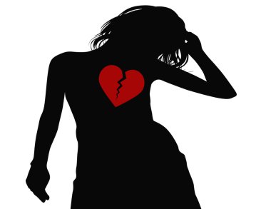 kırık kalpli kadın silüeti