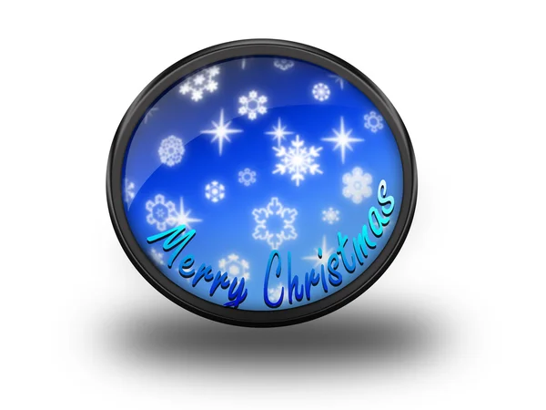 Neşeli Noel cam düğmesi kar tanesi ve yıldız ile — Stok fotoğraf