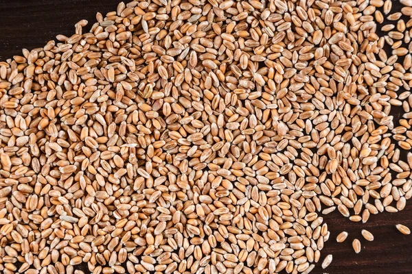 Koyu ahşap arka plan yakın çekim makro üzerinde Mısır kuru buğday