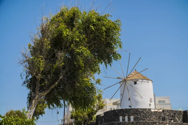 Bel Endroit Avec Moulin Grèce Sur Fond — Photo