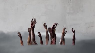 Zombi elleri cadılar bayramı arkaplanı 3D canlandırmasıName