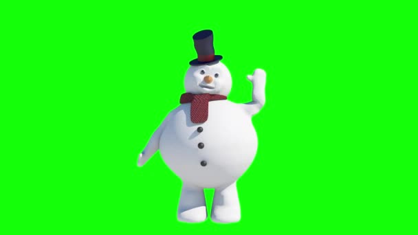 Boneco Neve Dos Desenhos Animados Acenando Sua Mão Render — Vídeo de Stock