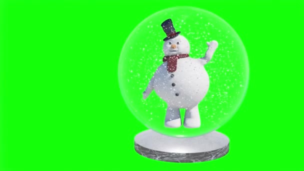 Boże Narodzenie Śnieg Szklany Kula Globus Bałwan Renderowania — Wideo stockowe