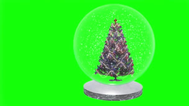 Рождественский Снежный Шар Стеклянный Шар Дерево Рендеринг — стоковое видео