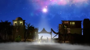 İsa 'nın Doğuşu - Kutsal Aile ile Sahne Kuyrukluyıldızlı, 3D 