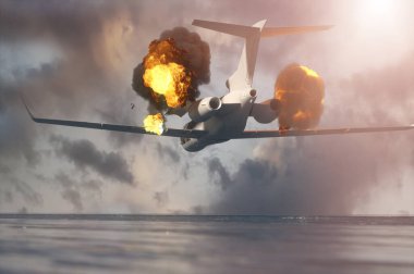 Düşen yanan uçak 3D