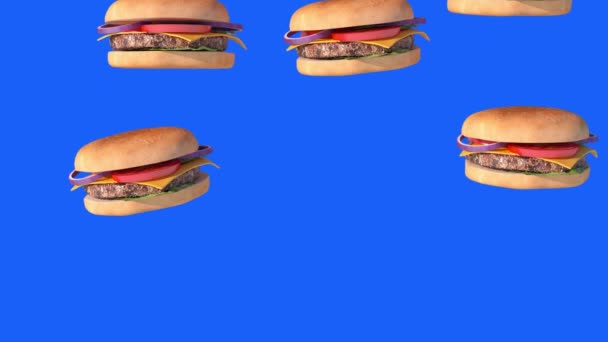 Burger Élelmiszer Eső Alá Burger Animáció Render — Stock videók