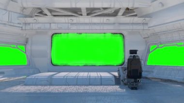 Pilot bakış açısına göre uzay gemisi kokpiti 3d oluşturur