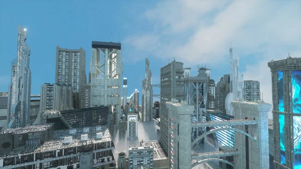 Future Cyberpunk City Render — Photo