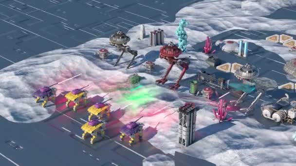 Fake Sci Rpg Loop Video Game Gameplay Battle Spaceships Robots — Stock Video