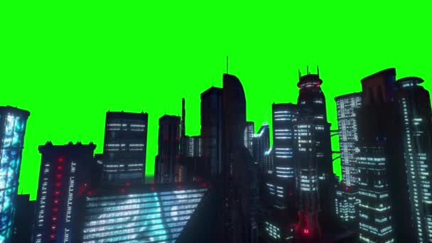 Uma Cidade Futurista Abstrato Moderno Sci Brilhante Neon Futuro Panorama — Vídeo de Stock
