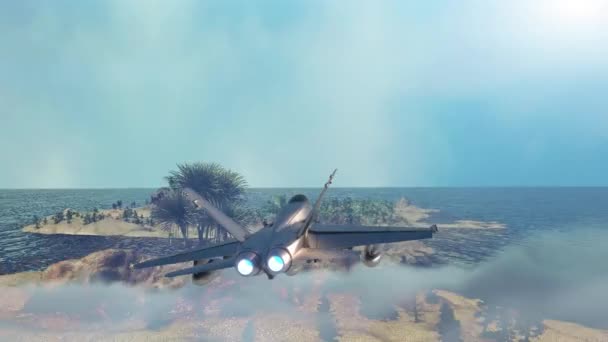 Faux Jeu Vidéo Gameplay Flying Avion Course Jet Rendu — Video