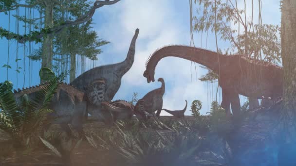 Dinosaurios Selva Renderizar — Vídeo de stock