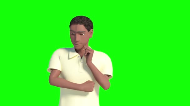 Cartoon Character African American Black Man Got Idea Render — Vídeo de Stock