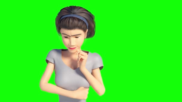 Cartoon Character Woman Got Idea Render — Stockvideo