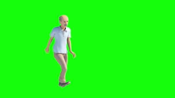 Gepensioneerde Oudere Man Gaat Lopen Render Loop — Stockvideo