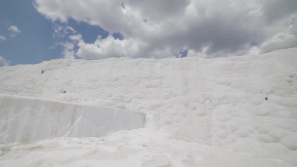 Ściana Trawertyn Jest Wapienną Tufą Górze Pamukkale Turcji — Wideo stockowe