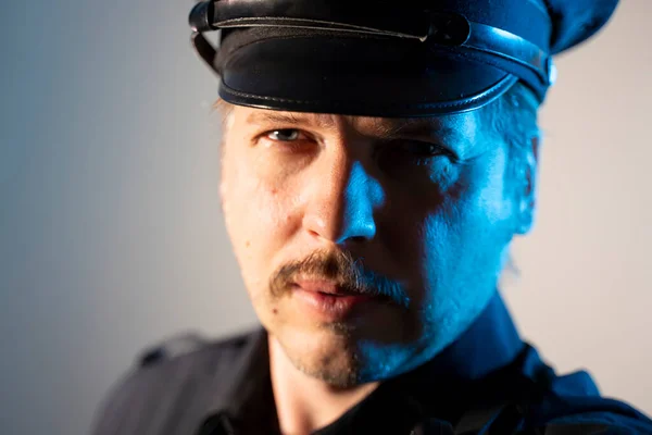 Police Officer Male Portrait Close — Stock Photo, Image