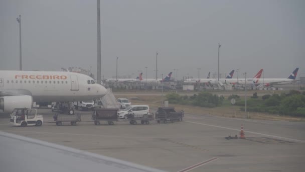 Туреччина Анталія Червня 2021 Вигляд Аеропорту Пасажирських Літаків — стокове відео
