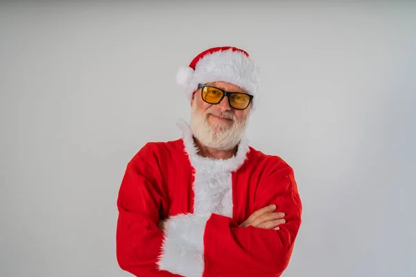 Cabelo Cinza Barbudo Santa Claus — Fotografia de Stock