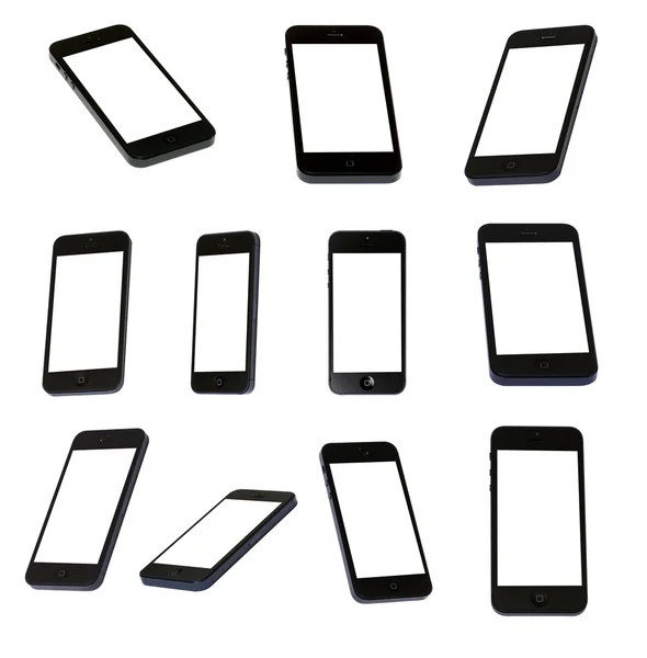 Различные типы мобильных телефонов — стоковое фото