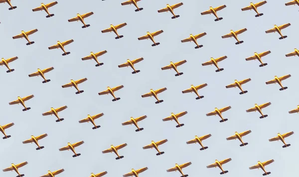 Foto de muchos aviones pequeños volando, patrón de avión — Foto de Stock