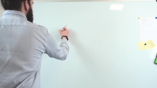 วิดีโอของผู้ชายที่เขียนบนกระดานสีขาว CORona VIRUS — วีดีโอสต็อก