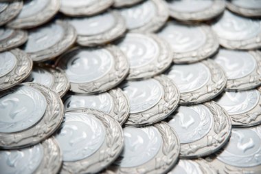 Gümüş madalya ikinci, kazanan konsept, bir sürü gümüş madalya.