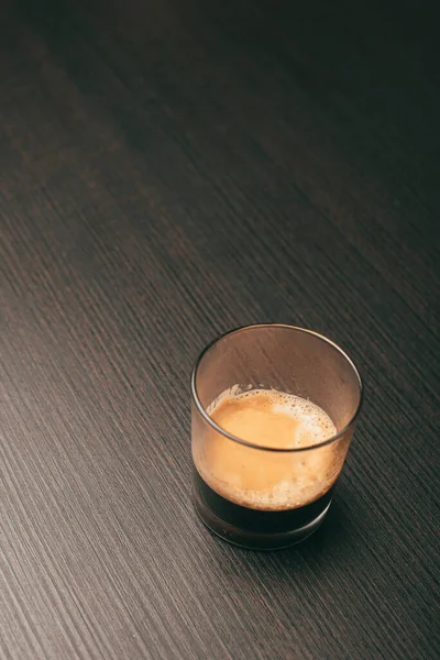 Photo Glass Coffee Espresso Dark Wooden Table — Stock Photo, Image