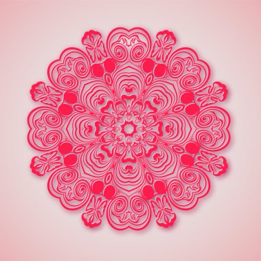 Kağıt mandala. Pembe bir arka plan.