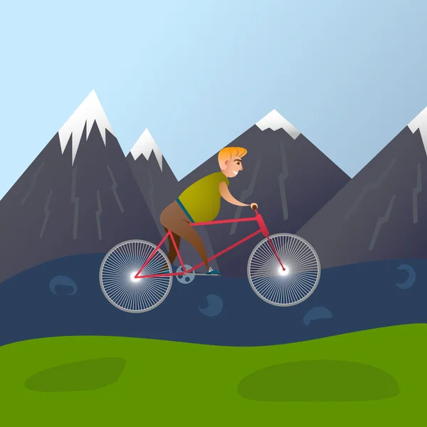 Radfahrer in den Bergen — Stockvektor