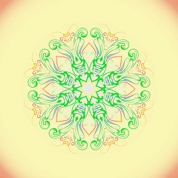 Mandala colorida em tons pastel no estilo oriental — Vetor de Stock